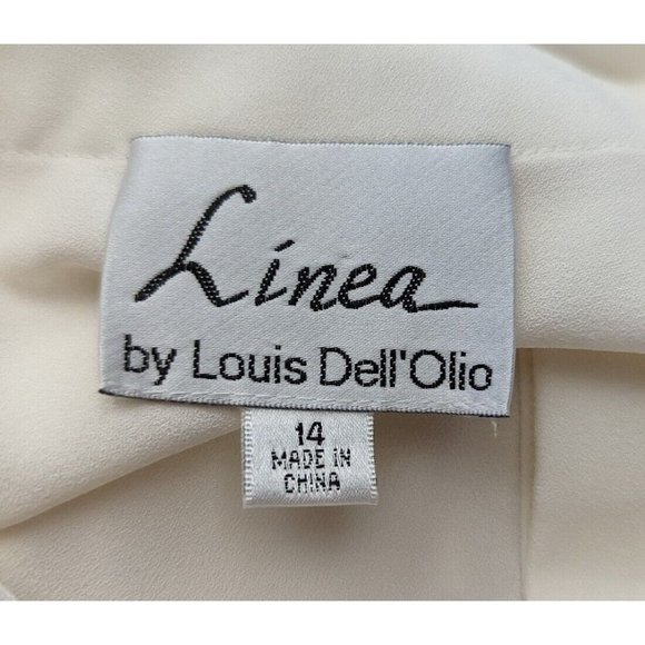 Linea Louis Dell'Olio Blouse Cream Scarf Top Shirt Misses Size 14 - Picture 7 of 9